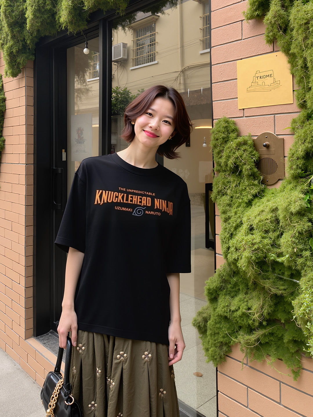 Kyuubi Mode - Nine tail Fox Printed Pure Cotton Oversized Black T-shirt