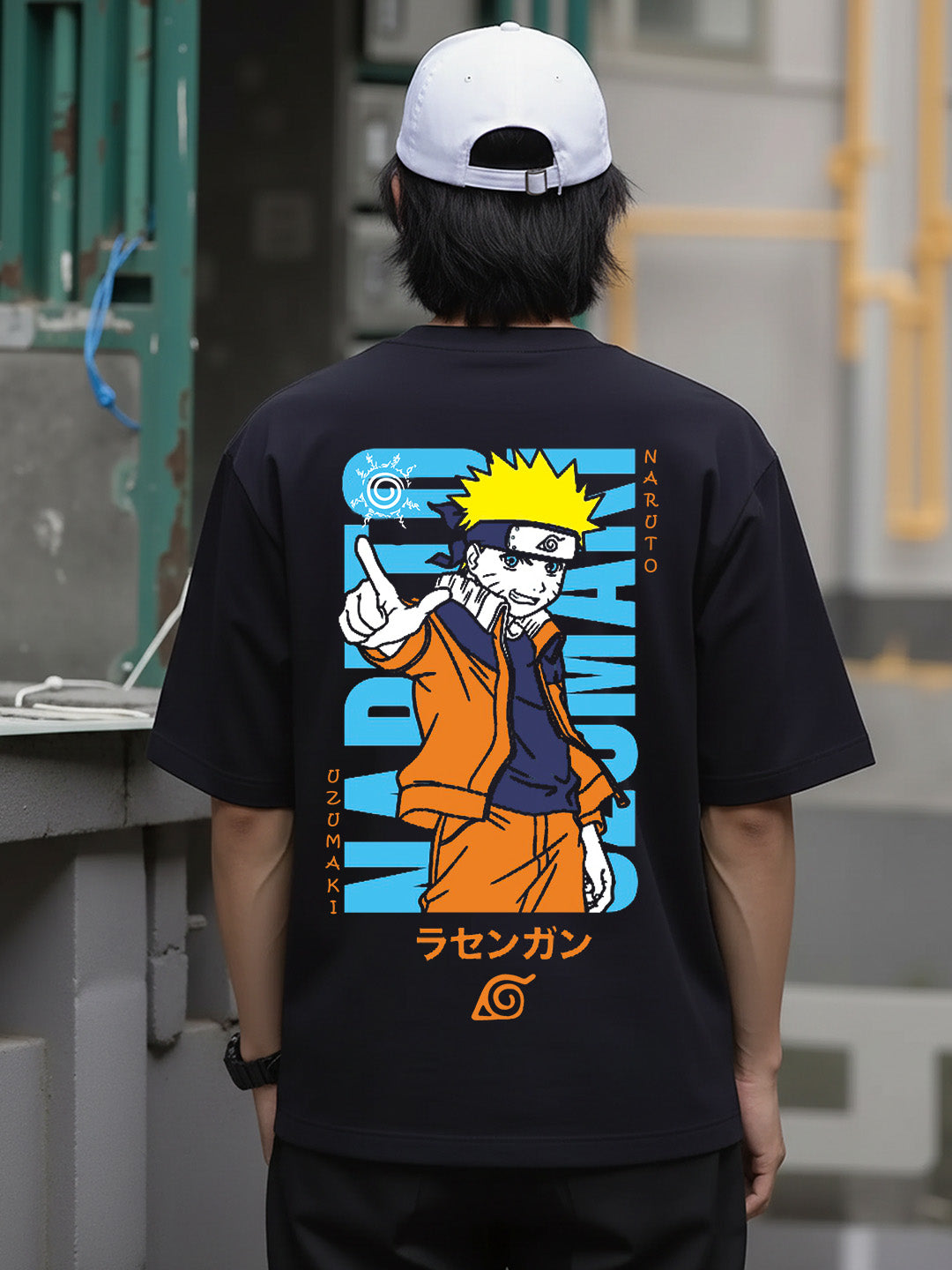 Dattebayo Graphic Printed Pure Cotton Oversized Black T-shirt