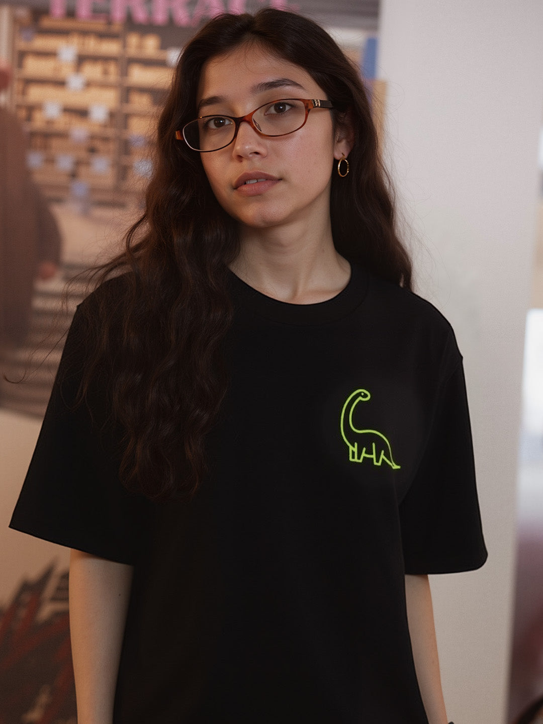 Do Nothing Club Printed Pure Cotton Oversized Black T-shirt