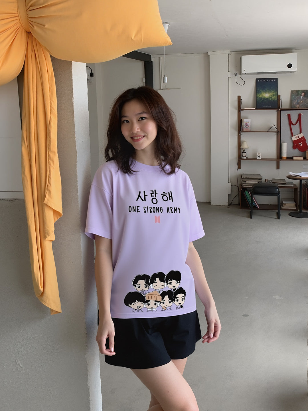 One Strong Army Printed Pure Cotton Oversized Purple T-shirt