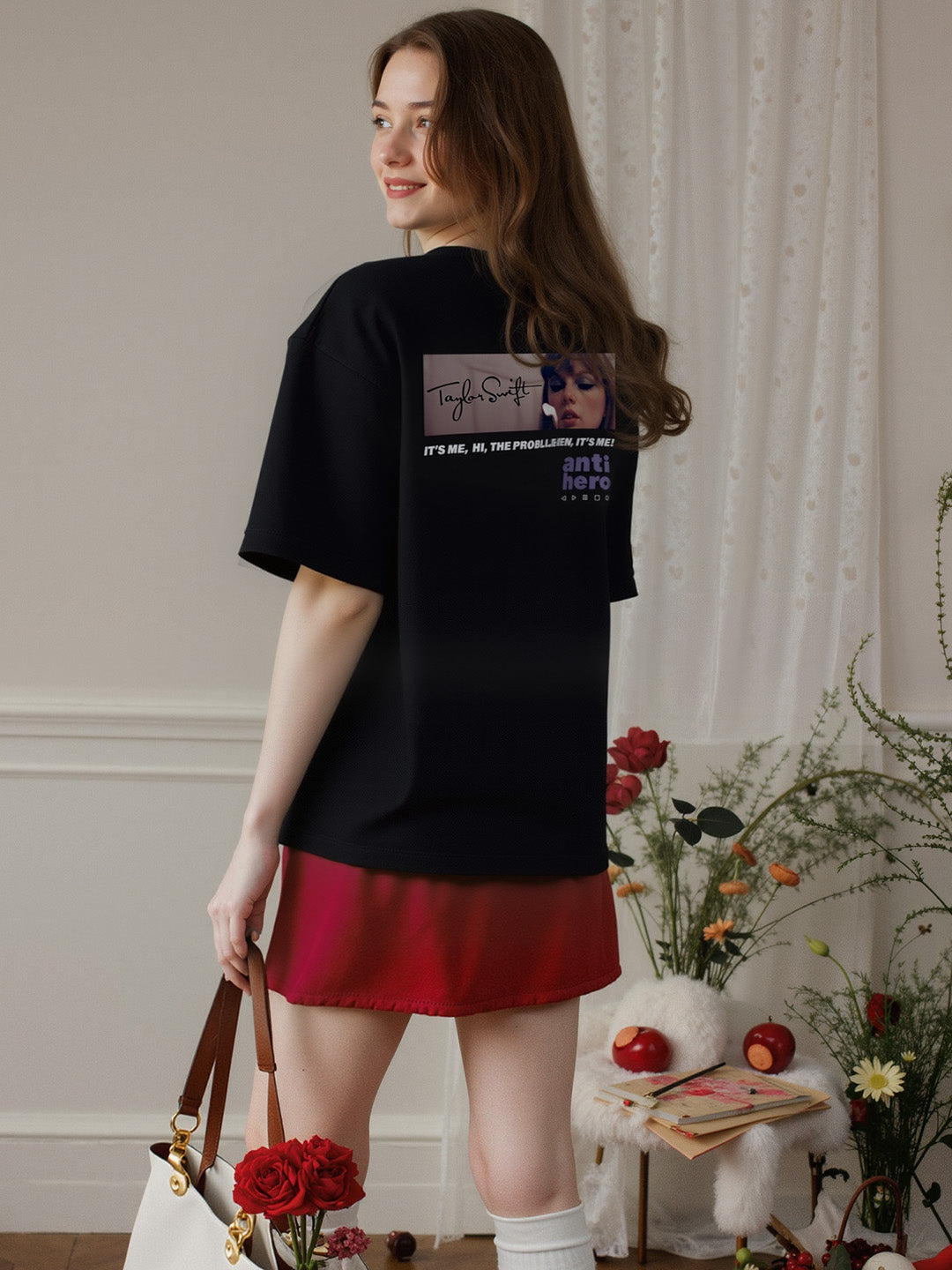 Anti Hero Printed Pure Cotton Oversized Black T-shirt