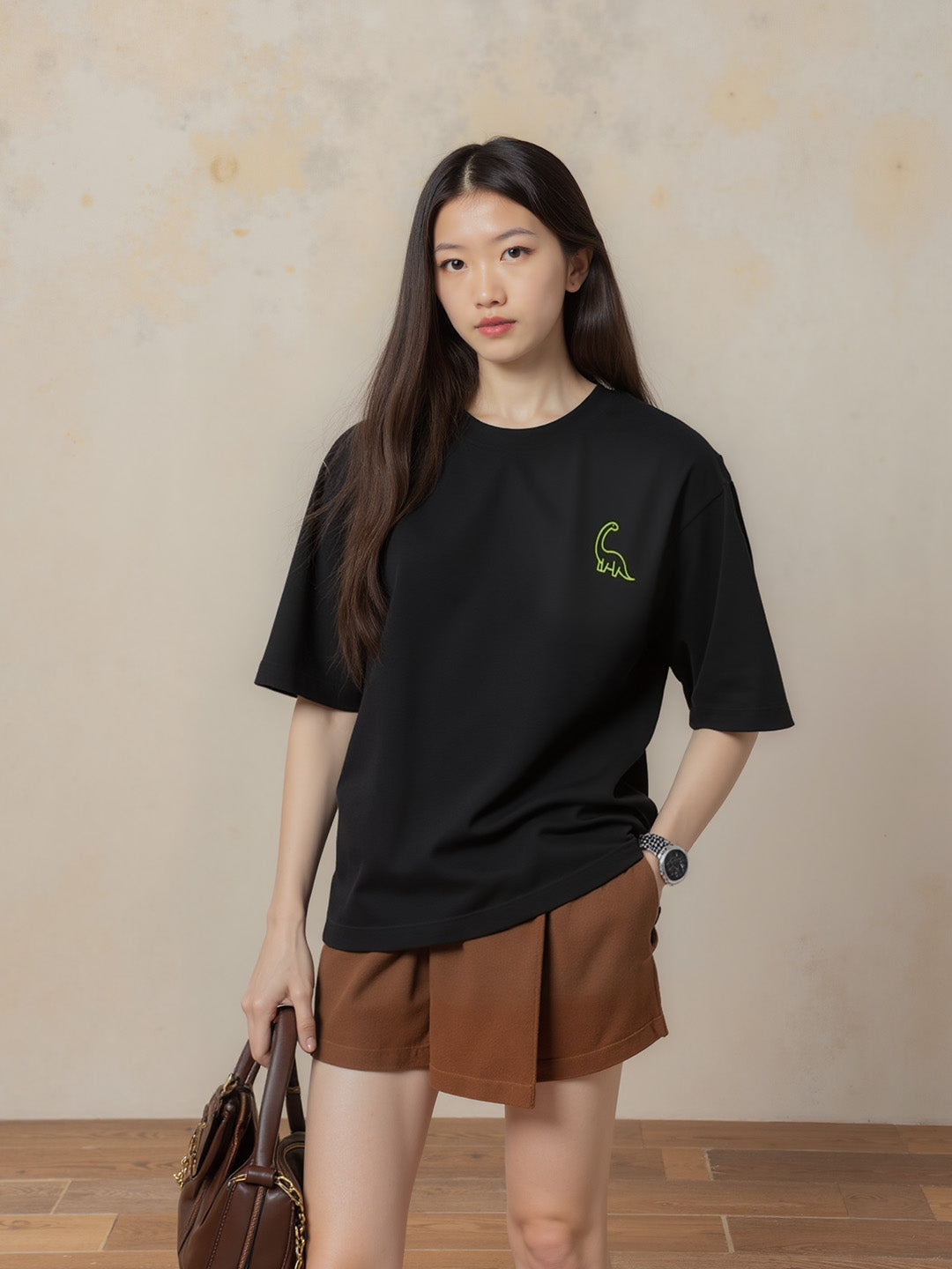 Do Nothing Club Printed Pure Cotton Oversized Black T-shirt