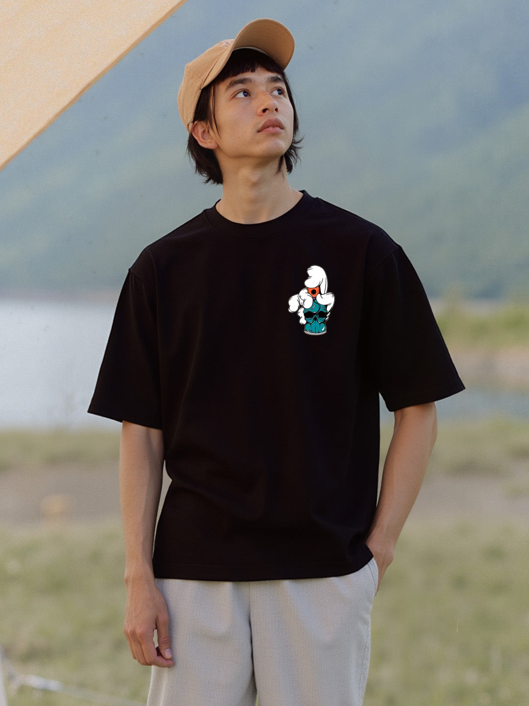 Rackless Graphic Printed Pure Cotton Oversized T-shirt