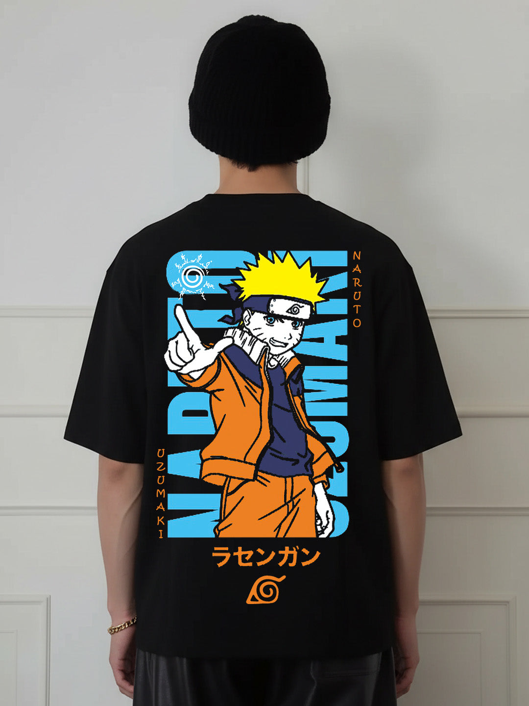 Dattebayo Graphic Printed Pure Cotton Oversized Black T-shirt