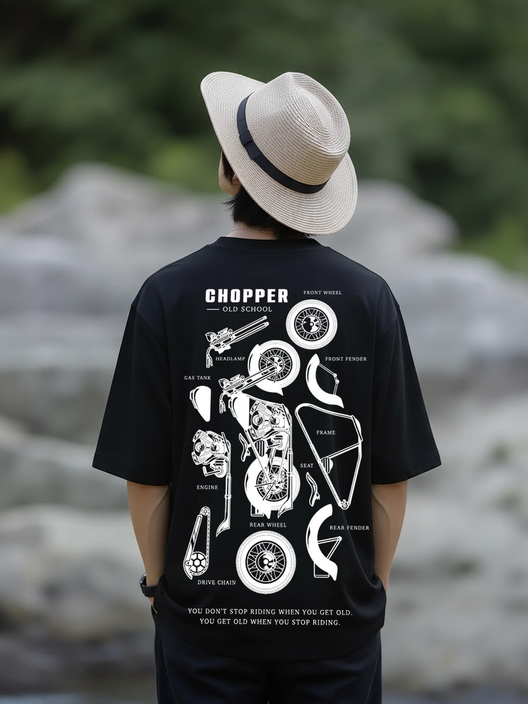 Chopper Printed Pure Cotton Oversized Black T-shirt