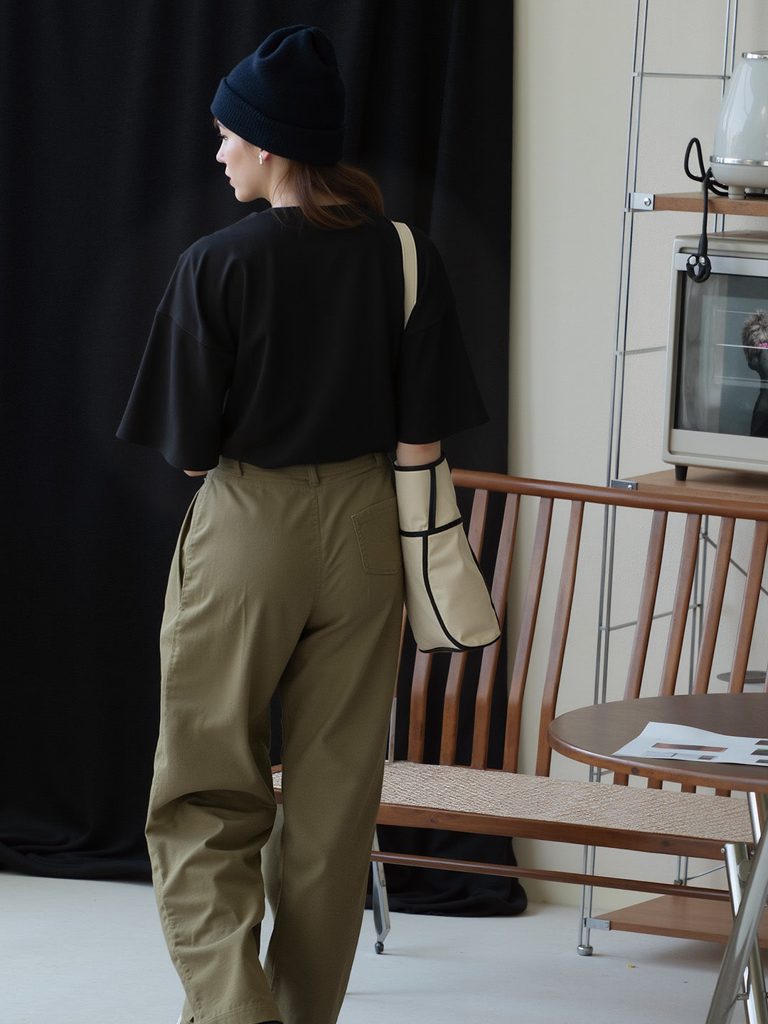 Tropical Vibes Printed Pure Cotton Oversized Black T-shirt