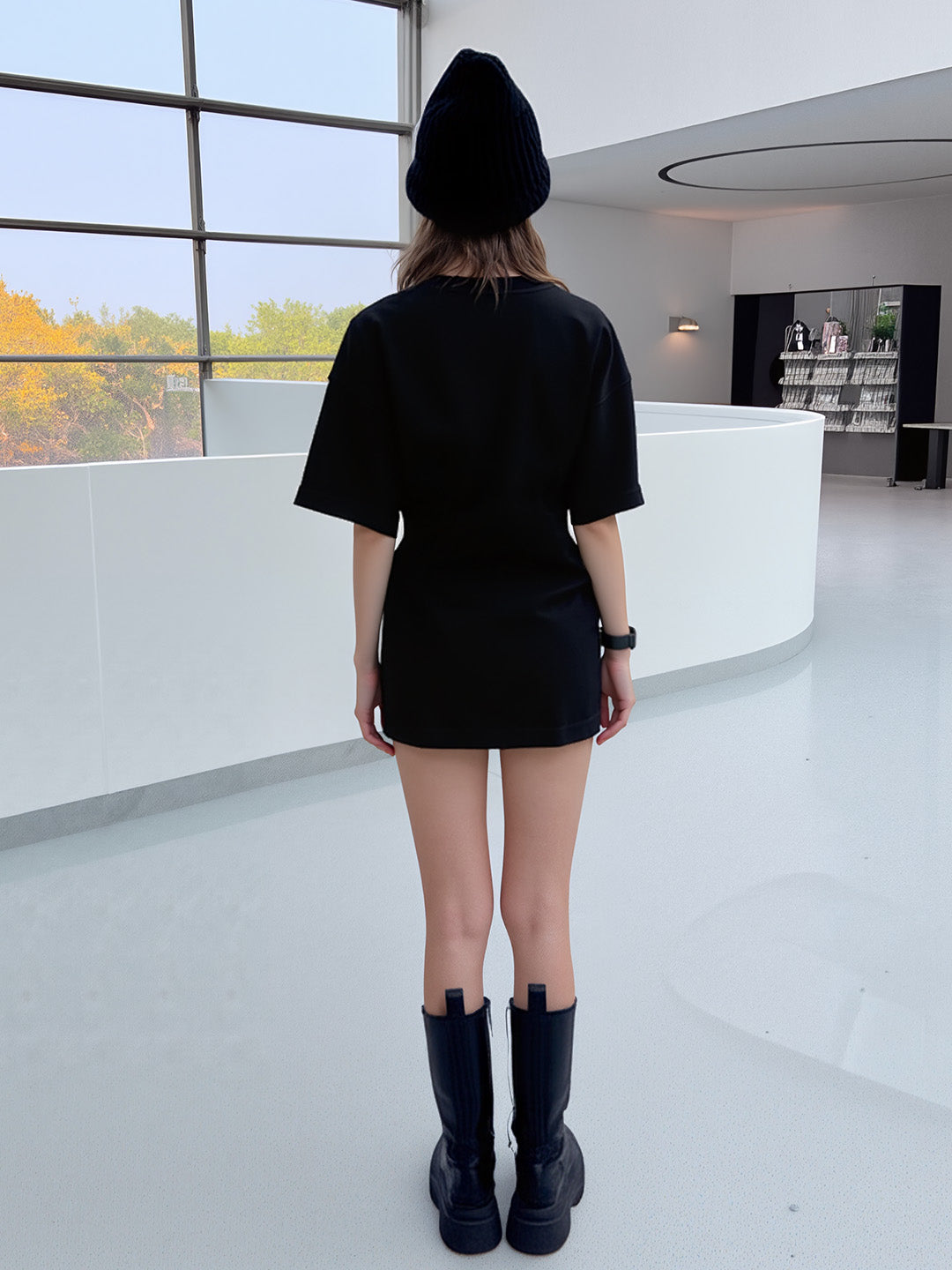 K-POP Heart Printed Pure Cotton Oversized Black T-shirt