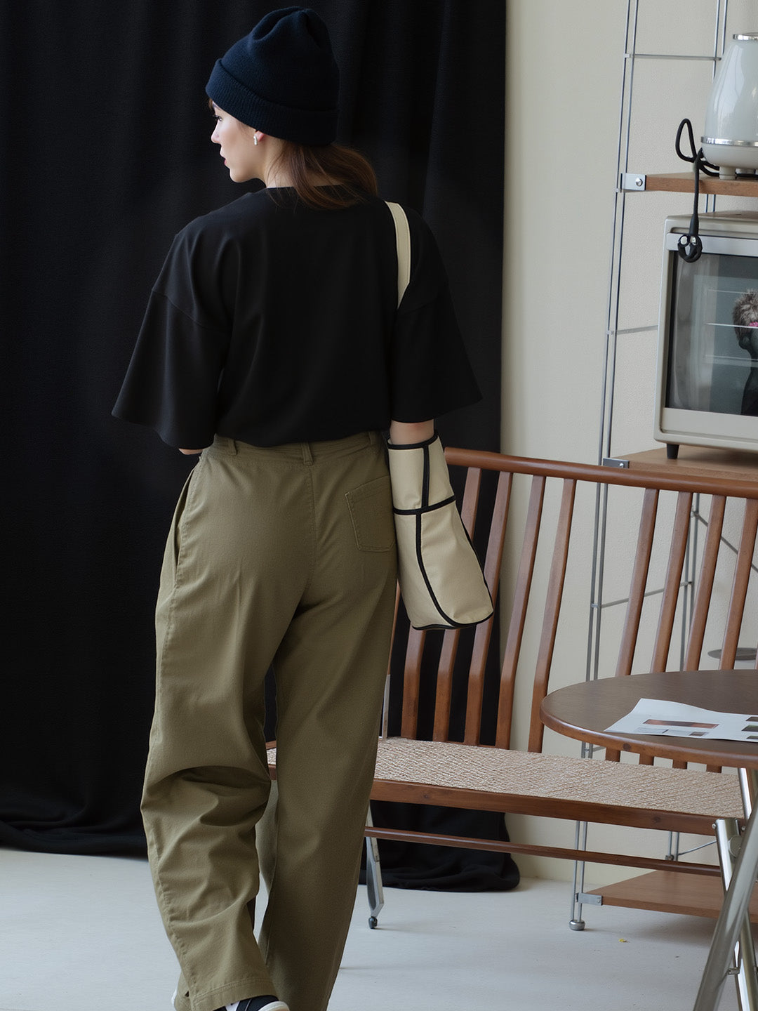 Boo Cute Ghost Printed Pure Cotton Oversized Black T-shirt