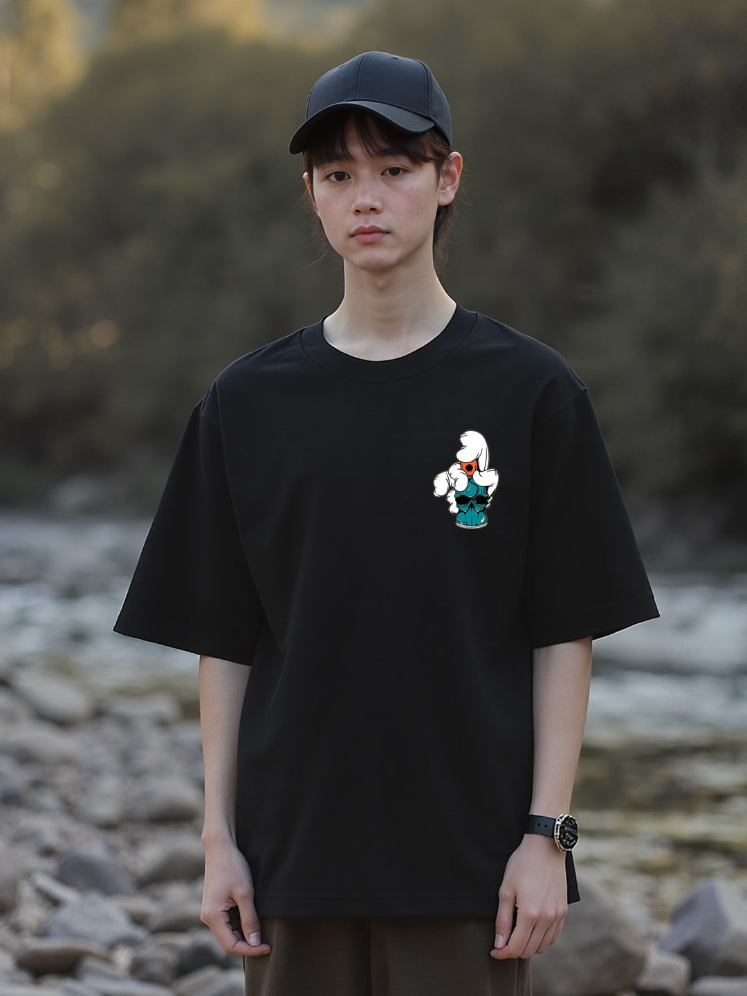 Rackless Graphic Printed Pure Cotton Oversized T-shirt