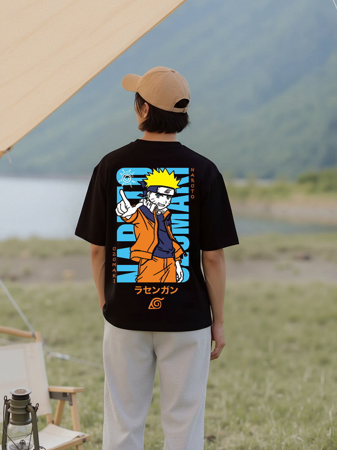 Dattebayo Graphic Printed Pure Cotton Oversized Black T-shirt