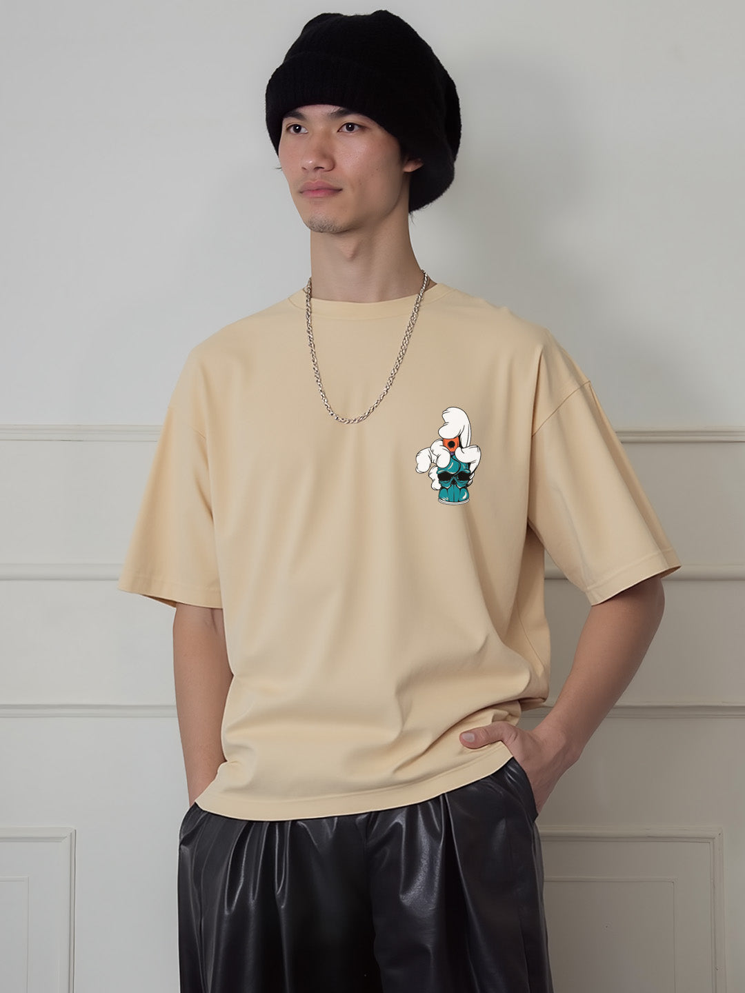 Rackless Graphic Printed Pure Cotton Oversized T-shirt