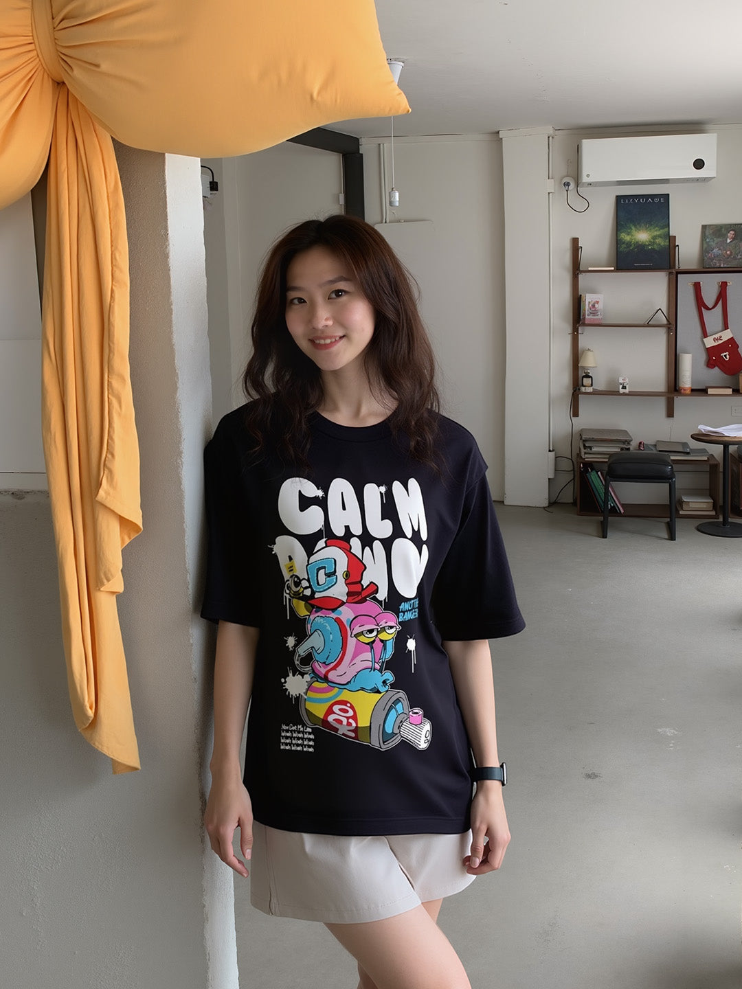 Calm Down Printed Pure Cotton Oversized T-shirt