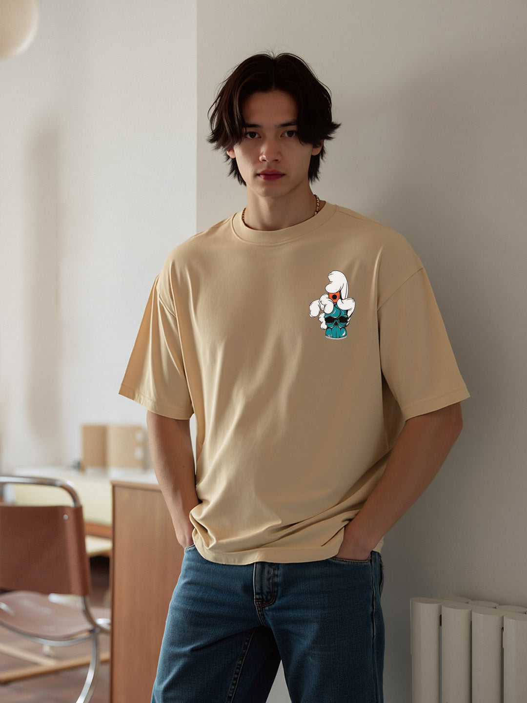 Rackless Graphic Printed Pure Cotton Oversized T-shirt