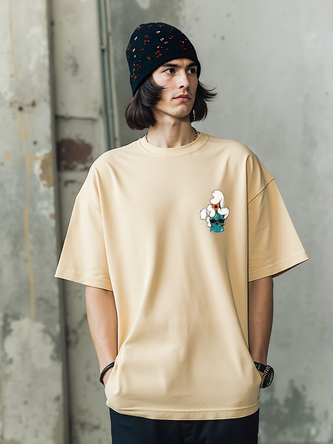 Rackless Graphic Printed Pure Cotton Oversized T-shirt