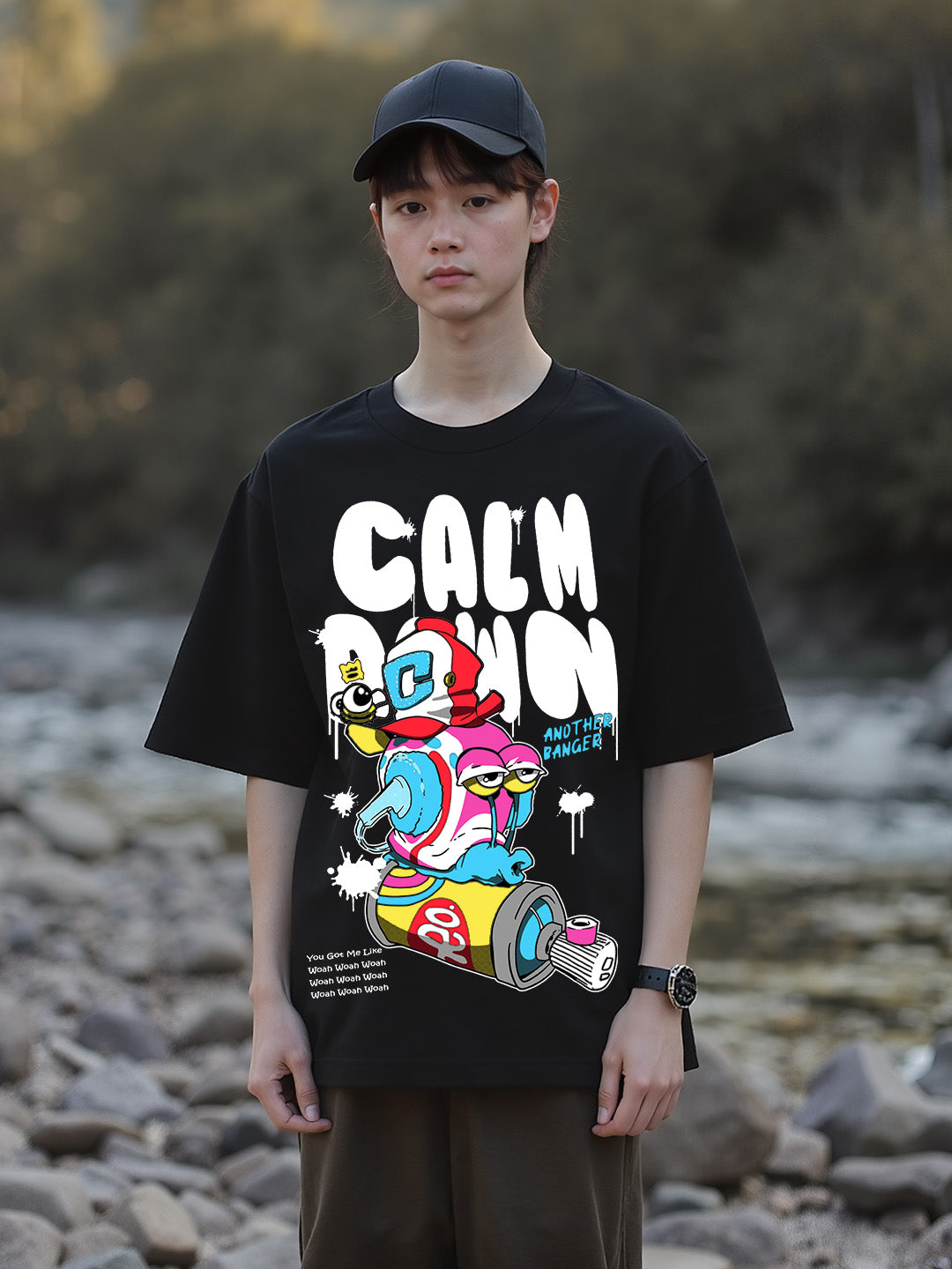 Calm Down Printed Pure Cotton Oversized T-shirt