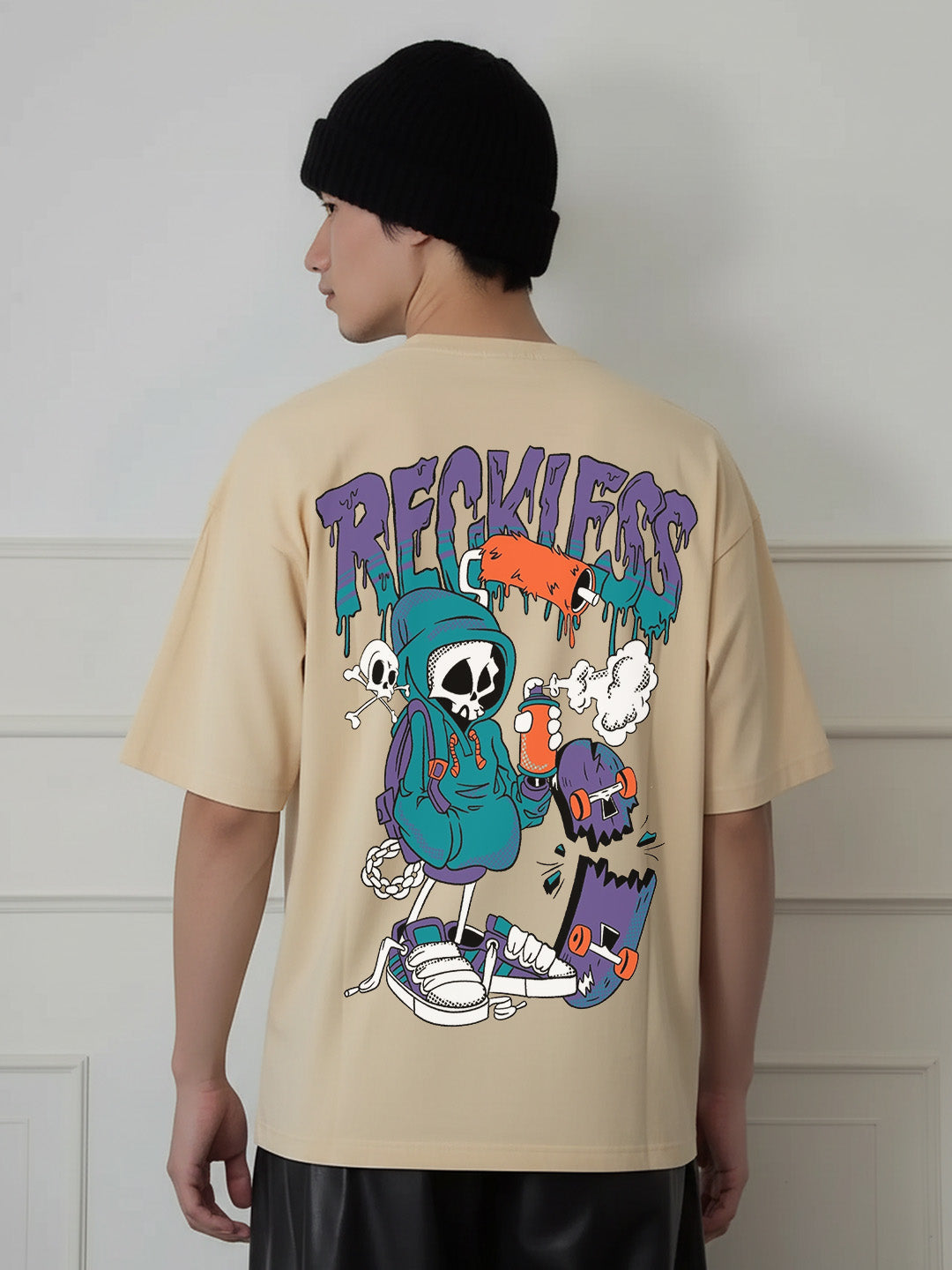 Rackless Graphic Printed Pure Cotton Oversized T-shirt