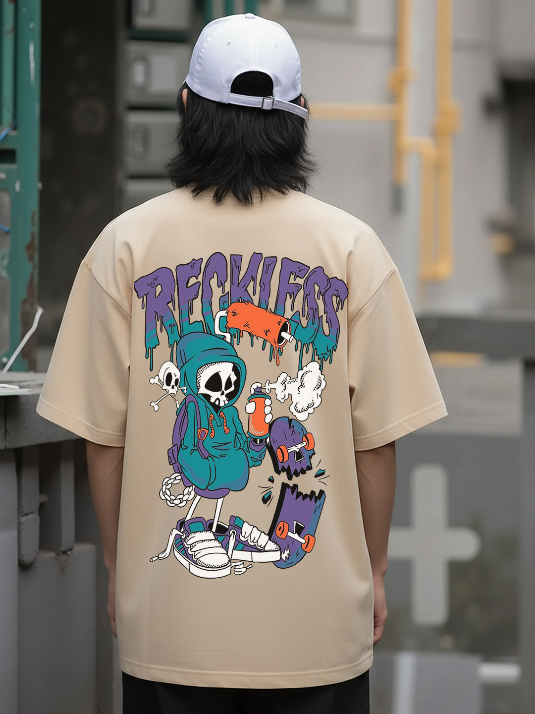 Rackless Graphic Printed Pure Cotton Oversized T-shirt