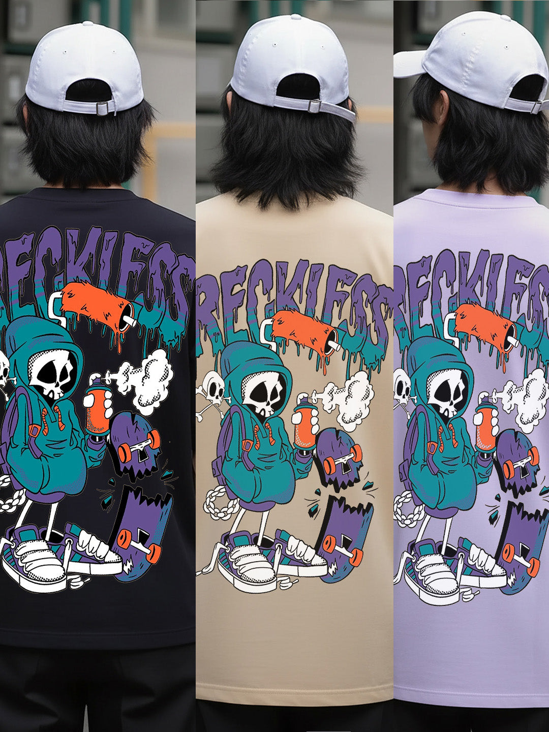 Rackless Graphic Printed Pure Cotton Oversized T-shirt