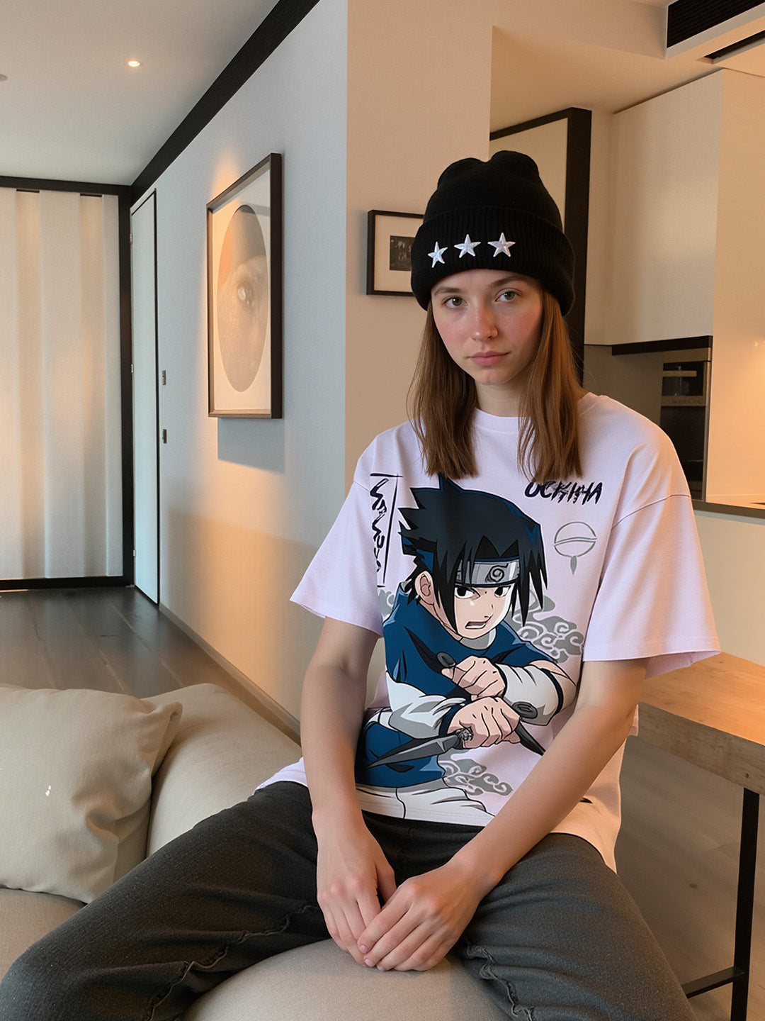 Sasuke - Ninja Printed Pure Cotton Oversized Purple T-shirt