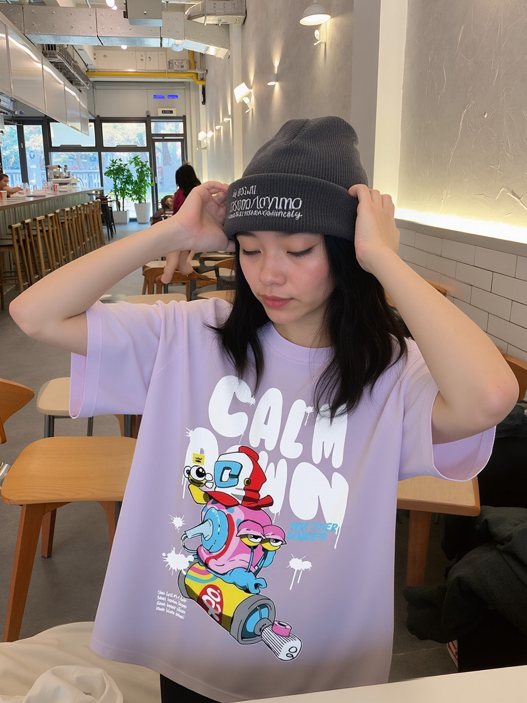 Calm Down Printed Pure Cotton Oversized T-shirt