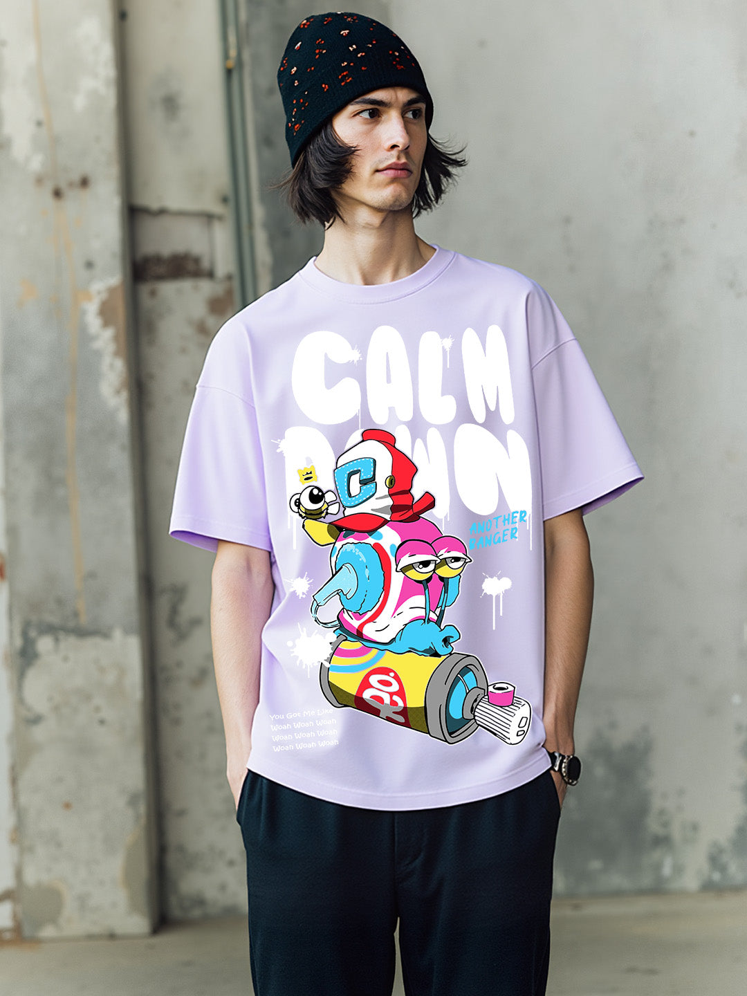 Calm Down Printed Pure Cotton Oversized T-shirt