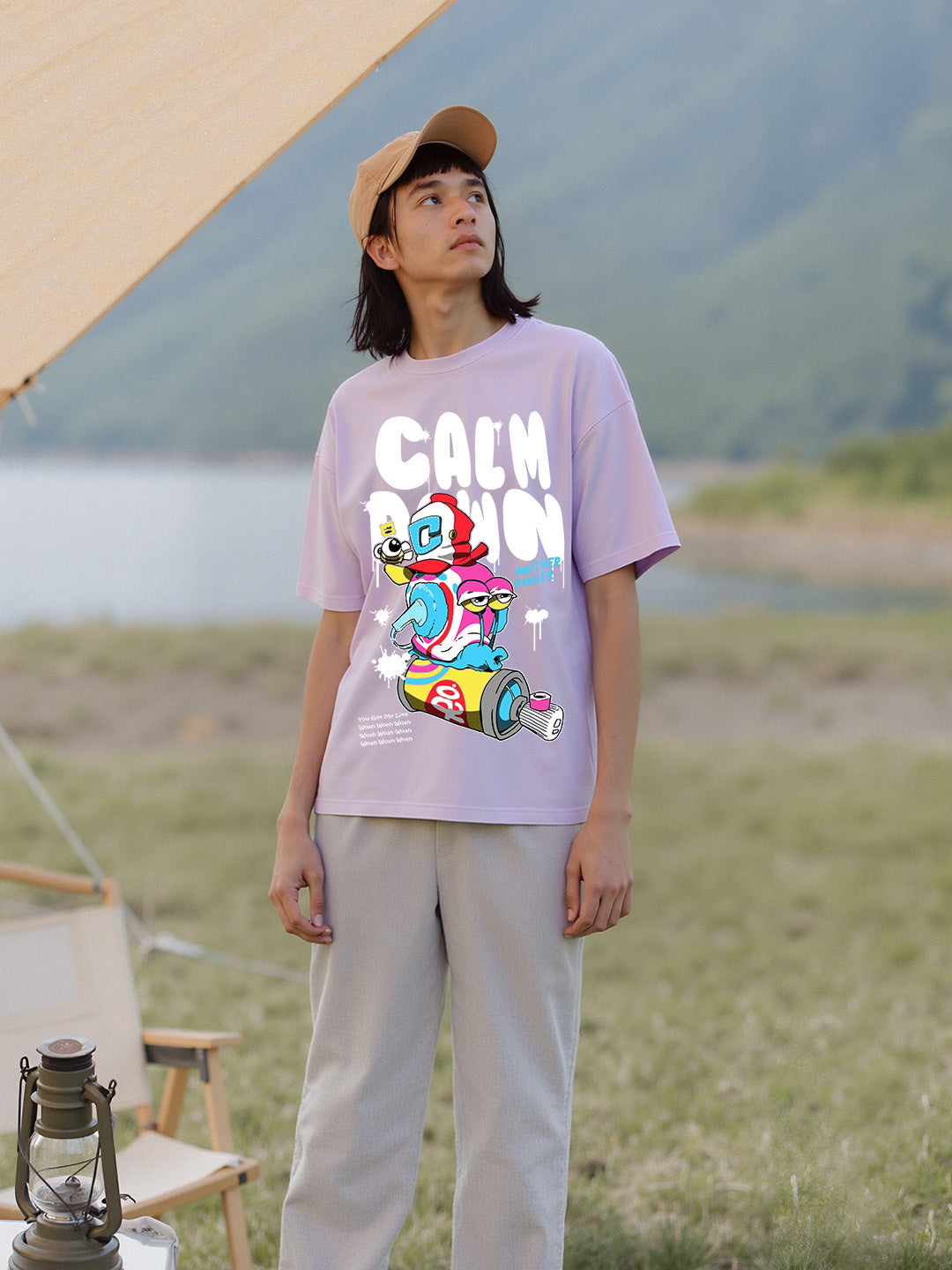 Calm Down Printed Pure Cotton Oversized T-shirt